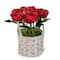 10" Peony Flower Bouquet In White Basket